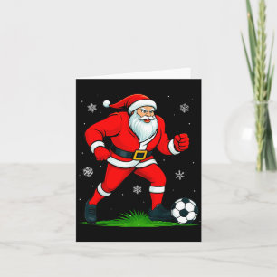 Santa Playing Soccer Xmas Funny Christmas Soccer S Card