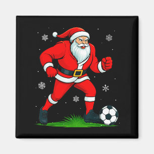 Santa Playing Soccer Xmas Funny Christmas Soccer S Magnet