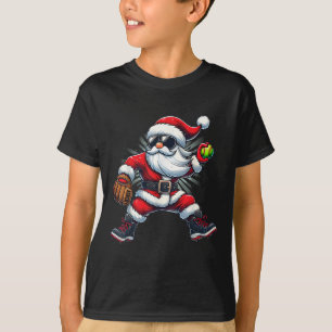 Santa Playing Softball As Tcher Boys Kids Teens Ch T-Shirt