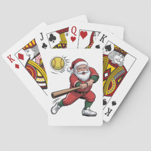 Santa Playing Softball Christmas Player Sport Cards