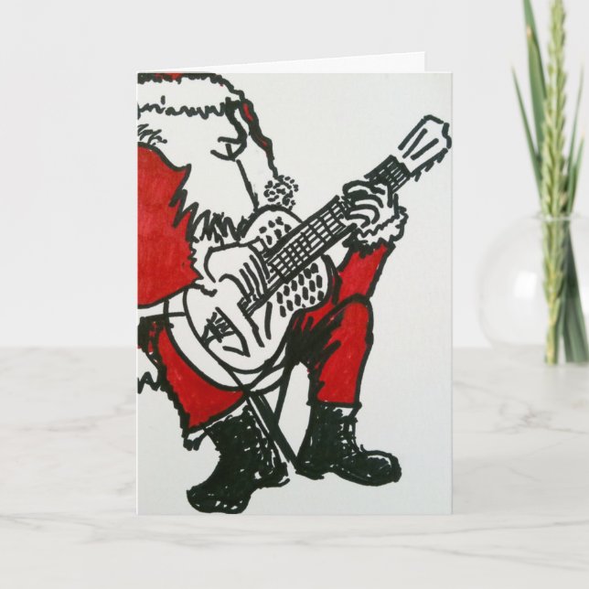 Santa Playing The Blues Holiday Card (Front)