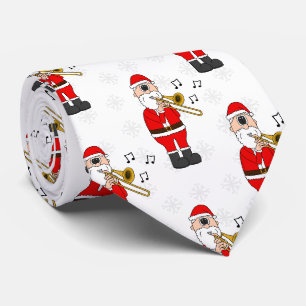 Santa Playing Trombone Christmas Brass Musician Tie