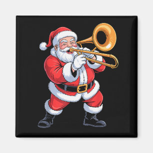 Santa Playing Trombone Funny Holiday Chrismas Xmas Magnet