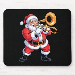 Santa Playing Trombone Funny Holiday Chrismas Xmas Mouse Mat