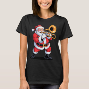 Santa Playing Trombone Funny Holiday Chrismas Xmas T-Shirt