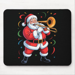 Santa Playing Trombone Funny Holiday Christmas Xma Mouse Mat