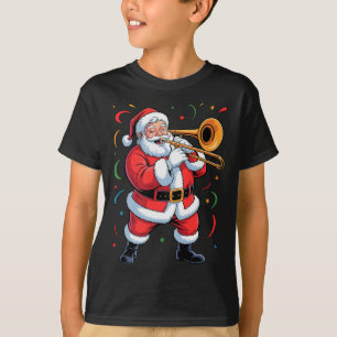 Santa Playing Trombone Funny Holiday Christmas Xma T-Shirt