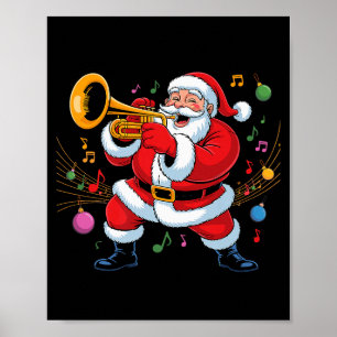 Santa Playing Trumpet Funny Holiday Chrismas Xmas  Poster