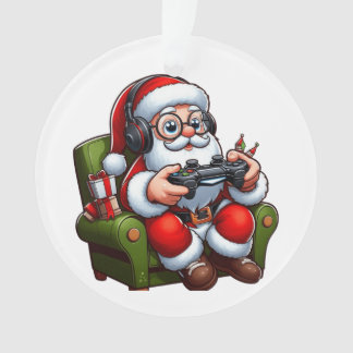 Santa playing video games  ornament