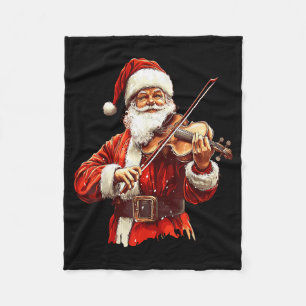 Santa Playing Violin Funny Violin Player Violinist Fleece Blanket