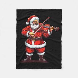 Santa Playing Violin Funny Violinist Violin Player Fleece Blanket