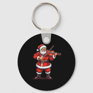 Santa Playing Violin Funny Violinist Violin Player Key Ring