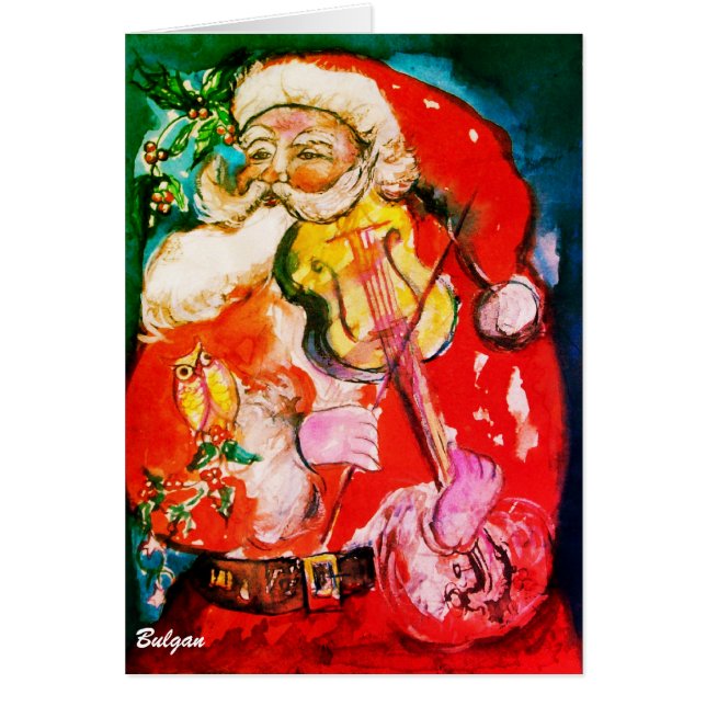 SANTA PLAYING VIOLIN Musical Christmas Greetings (Front)