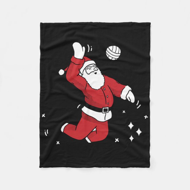 Santa Playing Volleyball Christmas Pajama Cool Spo Fleece Blanket (Front)