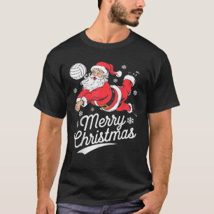 Santa Playing Volleyball Christmas Pajama Cool Spo T-Shirt