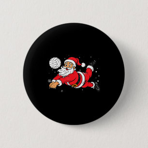 Santa Playing Volleyball Christmas Pajama Cool Srt 6 Cm Round Badge