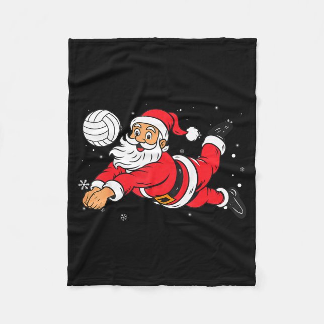 Santa Playing Volleyball Christmas Pajama Cool Srt Fleece Blanket (Front)