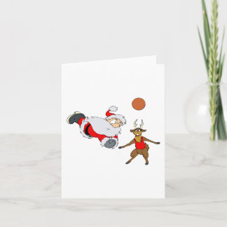 santa playing volleyball holiday card