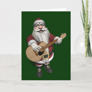 Santa Plays Accoustic Guitar Holiday Card