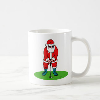 Santa plays golf coffee mug