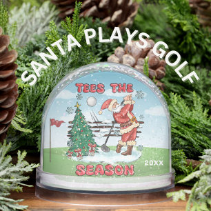 SANTA PLAYS GOLF TEES THE SEASON SNOWGLOBE