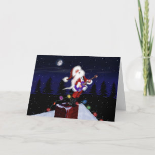 Santa Plays Guitar Holiday Card