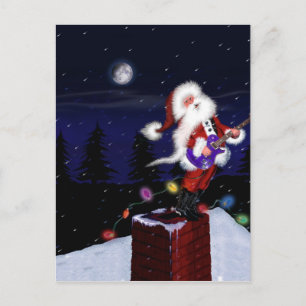 Santa Plays Guitar Holiday Postcard