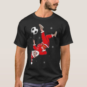 Santa Plays Soccer Ball Scissors Kick Christmas Sp T-Shirt