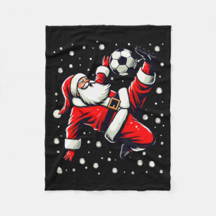 Santa Plays Soccer Bicycle Kick, Christmas Women M Fleece Blanket