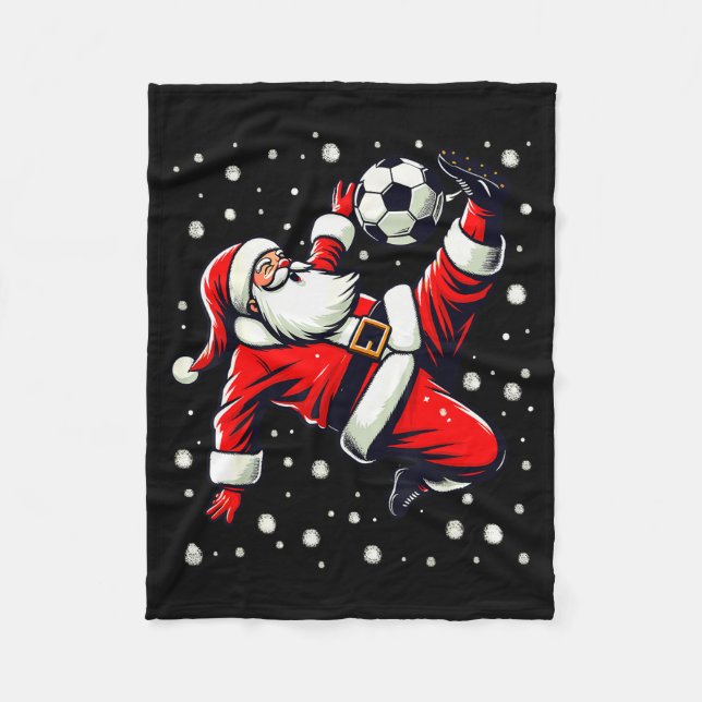 Santa Plays Soccer Bicycle Kick, Christmas Women M Fleece Blanket (Front)