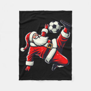 Santa Plays Soccer Bicycle Kick, Christmas Women M Fleece Blanket