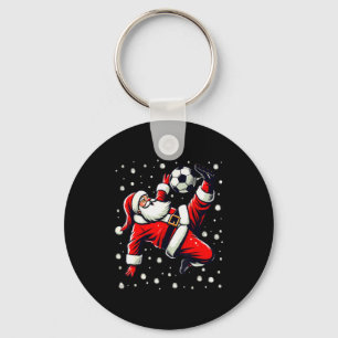 Santa Plays Soccer Bicycle Kick, Christmas Women M Key Ring