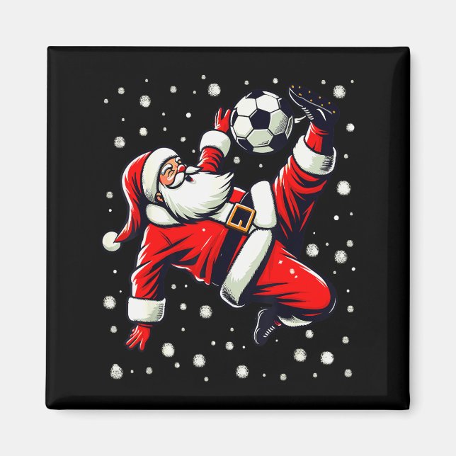 Santa Plays Soccer Bicycle Kick, Christmas Women M Magnet (Front)