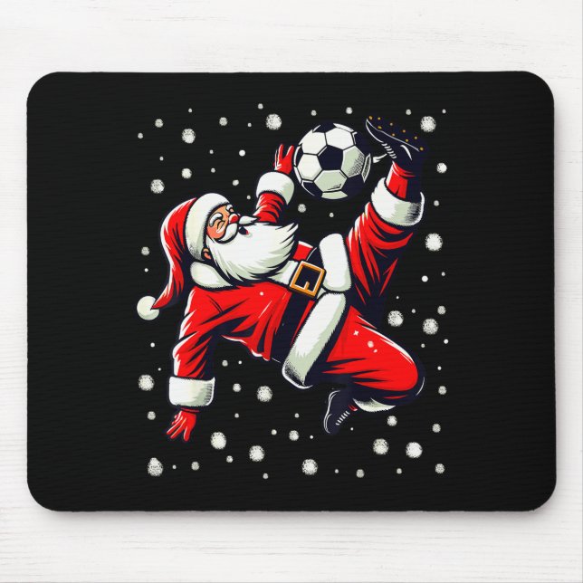 Santa Plays Soccer Bicycle Kick, Christmas Women M Mouse Mat (Front)