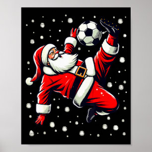 Santa Plays Soccer Bicycle Kick, Christmas Women M Poster