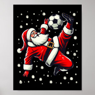Santa Plays Soccer Bicycle Kick, Christmas Women M Poster