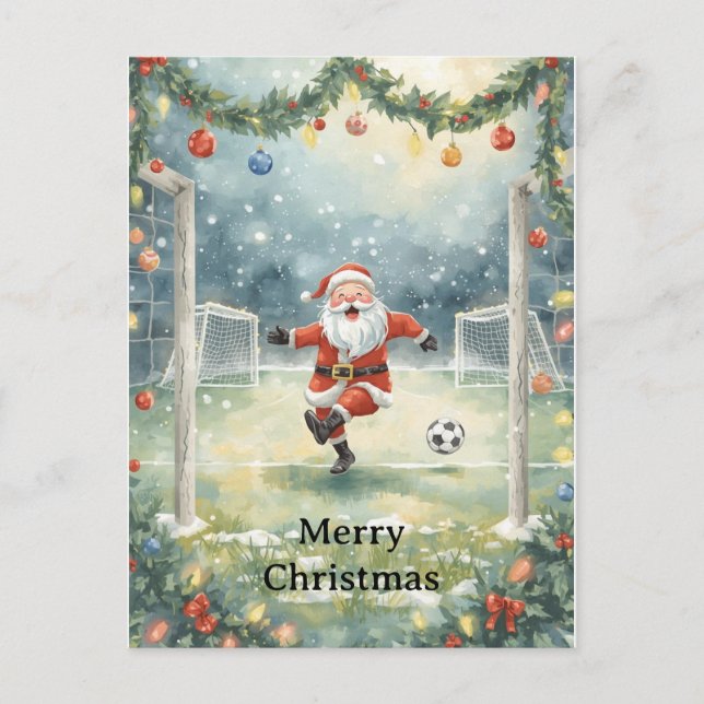 Santa plays Soccer Christmas Holiday  (Front)