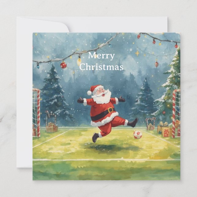 Santa plays Soccer Christmas Holiday  (Front)