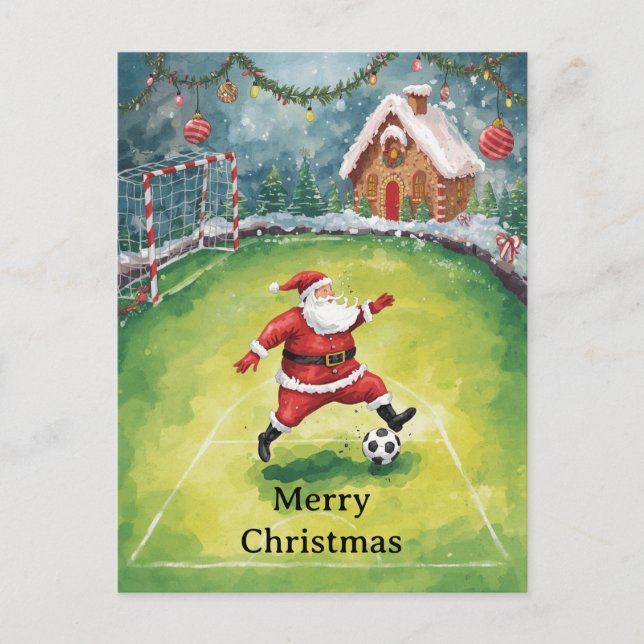 Santa plays Soccer Christmas Holiday  (Front)