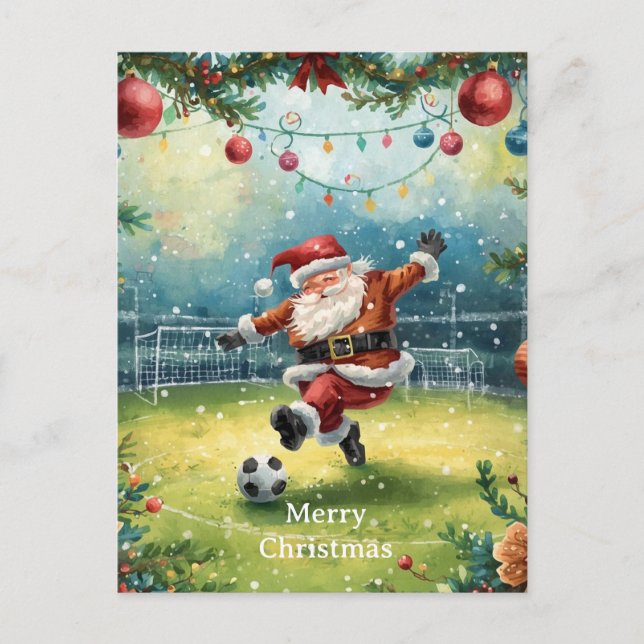 Santa plays Soccer Christmas Holiday  (Front)