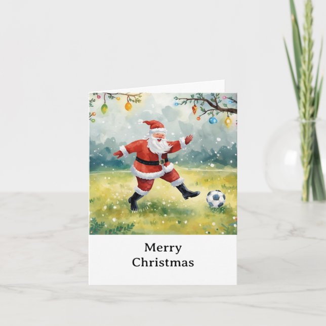 Santa plays Soccer Christmas Holiday  (Front)