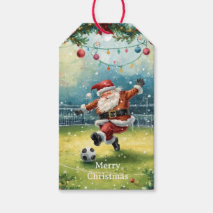 Santa plays Soccer Christmas Holiday Gift Tags