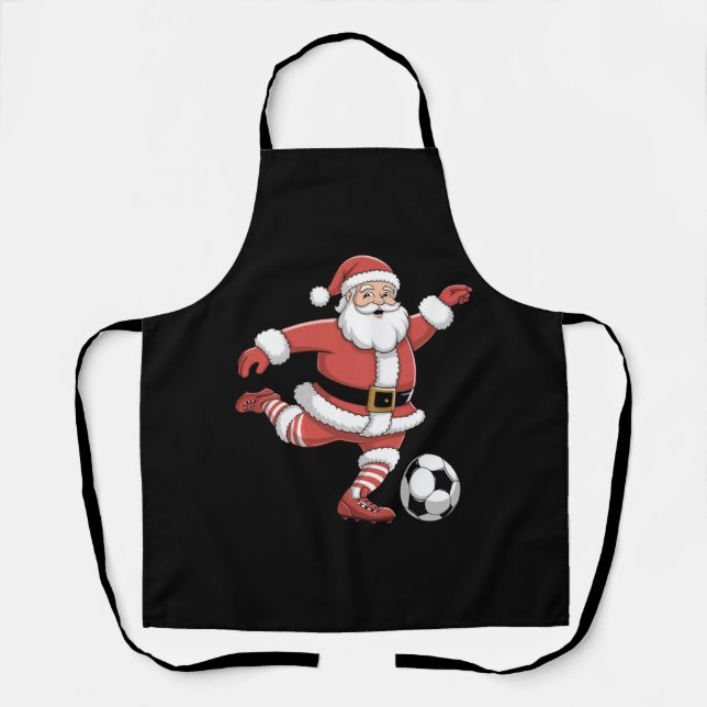 Santa Plays Soccer Christmas Sports Apron (Front)