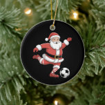 Santa Plays Soccer Christmas Sports Ceramic Tree Decoration<br><div class="desc">Santa Plays Soccer Christmas Sports</div>