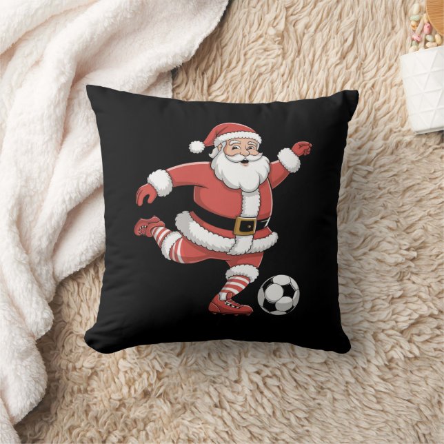 Santa Plays Soccer Christmas Sports Cushion (Blanket)