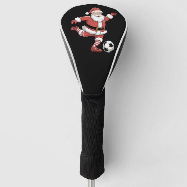 Santa Plays Soccer Christmas Sports Golf Head Cover (Front)
