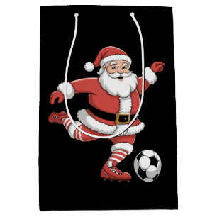 Santa Plays Soccer Christmas Sports Medium Gift Bag