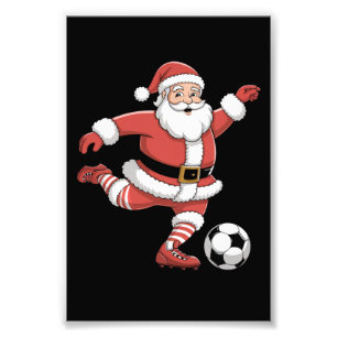 Santa Plays Soccer Christmas Sports Photo Print