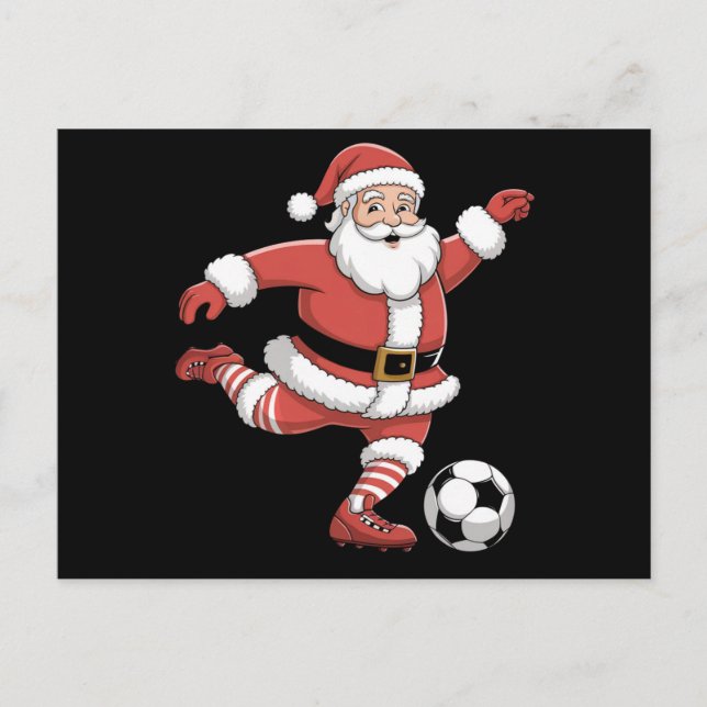Santa Plays Soccer Christmas Sports Postcard (Front)