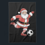 Santa Plays Soccer Christmas Sports Tea Towel<br><div class="desc">Santa Plays Soccer Christmas Sports</div>